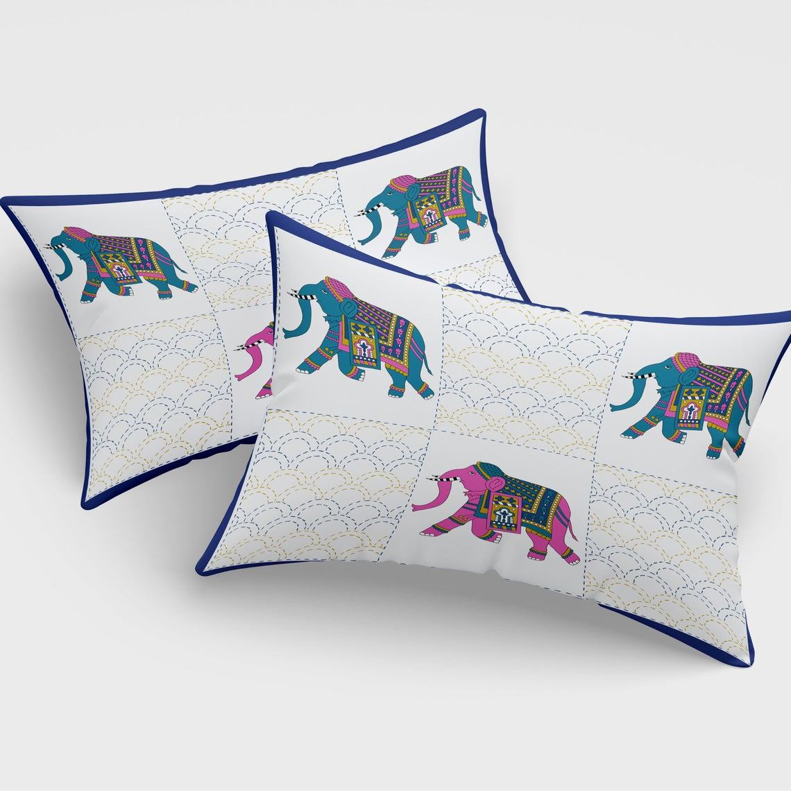 Buy Elephant Animal Printed Bedsheet With Set of 2 Pillow Cover