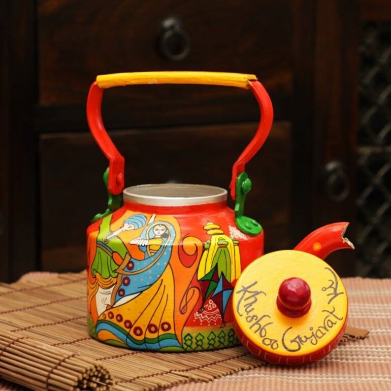 Buy Painted Indian Tea Kettle With Set of 2 Glass