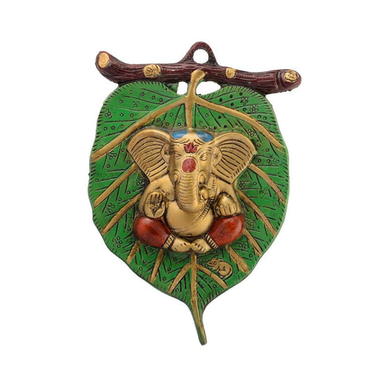 Buy Ganesh on Leaf Wall Hanging Craft Statue For Home Entry