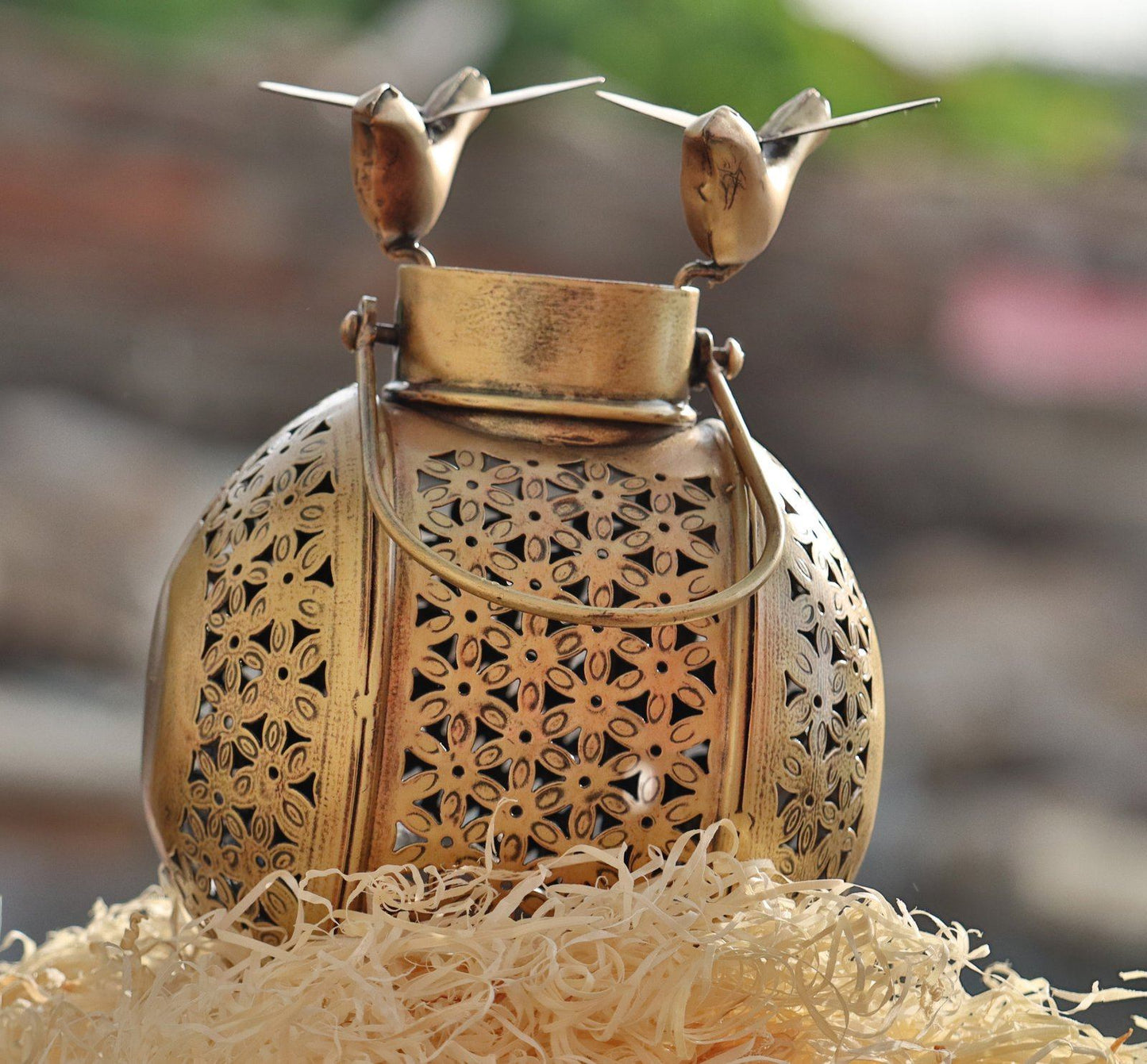 Buy Gold Metal Wall Hanging Bird Tea Light Holder Lantern Online
