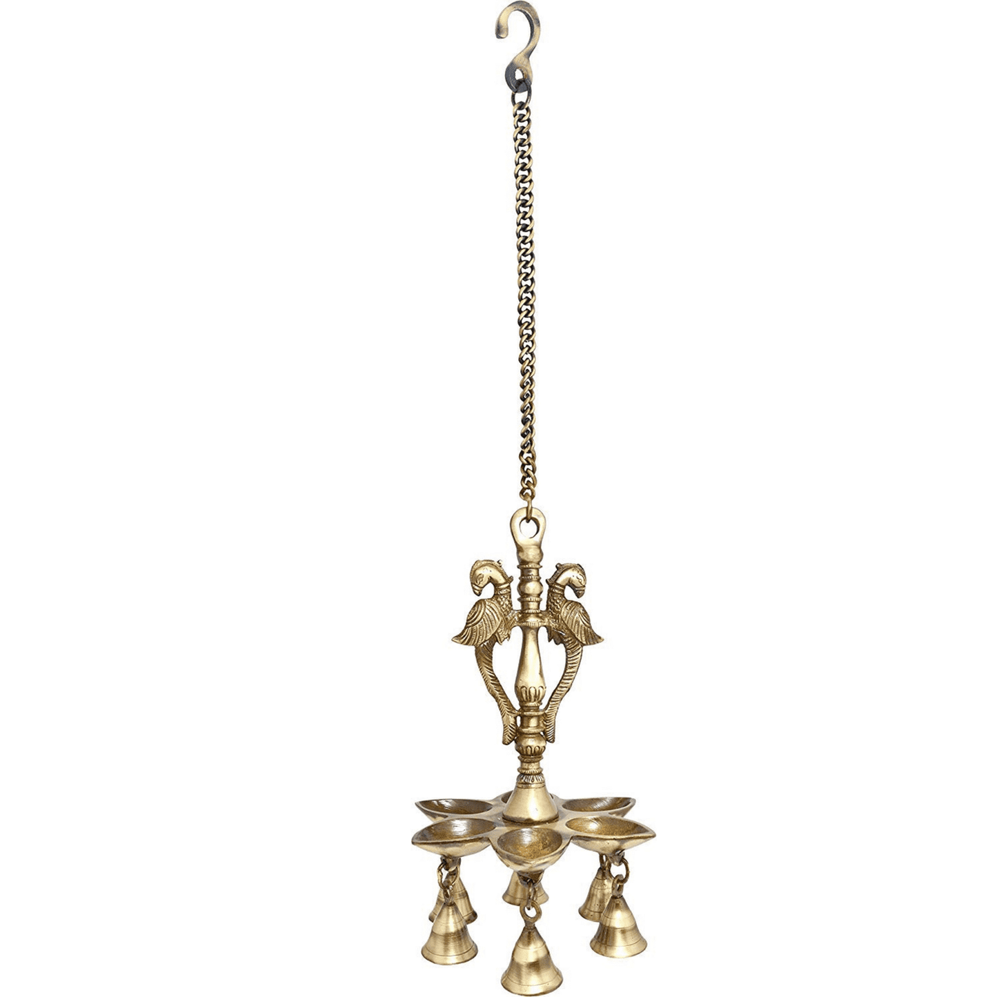 Buy Hanging Diya For Pooja Room, Wall Hanging Brass Lamp in Peacock Design
