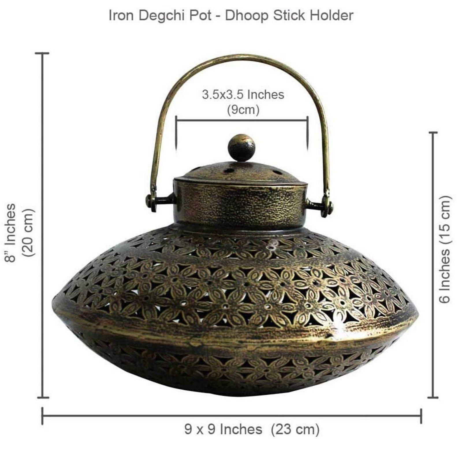 A Dhoop Incense Holder-Handcrafted Iron Degchi Handi Pot