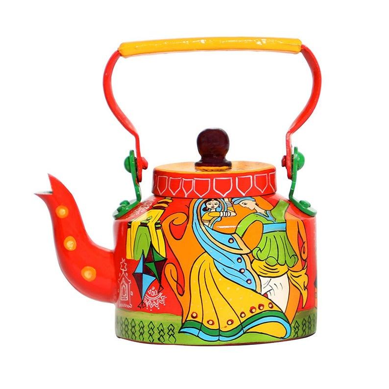 Buy Painted Indian Tea Kettle With Set of 2 Glass
