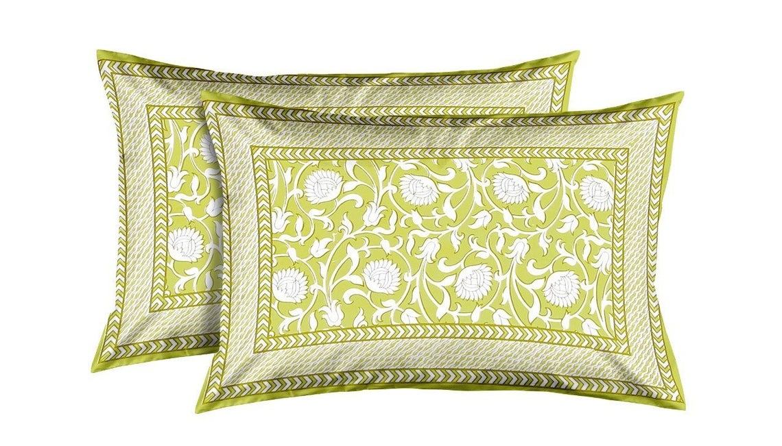 SOFTEN BEDSHEET SET | Cotton Bedspread Cushion Cover Set |Traditional Floral Bedcover With 2 Cushion Covers