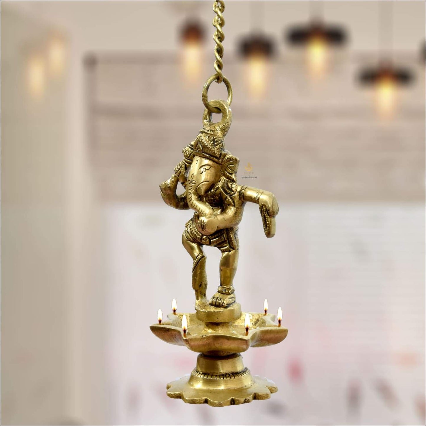 Brass Wall Hanging Ganesh Diya With Wall Hanger