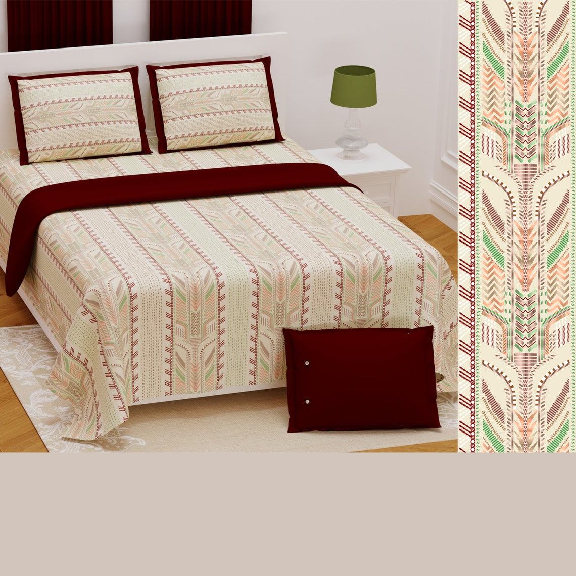 Buy Stripe Kantha Bedding Bedspreads With 2 Pillow Covers