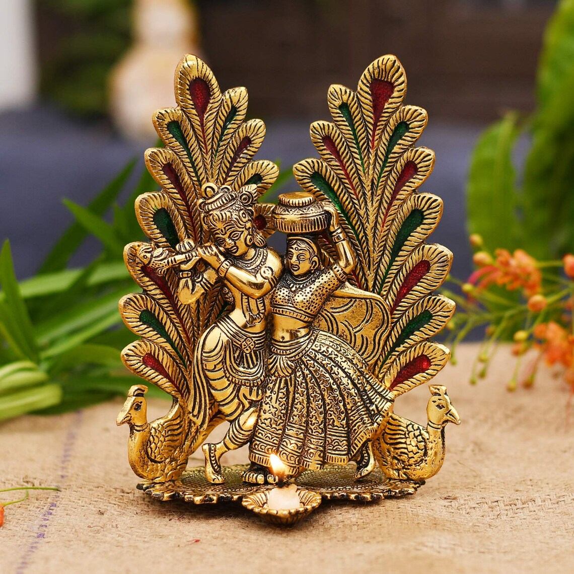 Buy Radha Krishna Idol Diya for Home, Krishna Diya for House Warming Party Gift