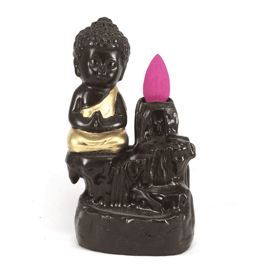 Buy Ceramic Baby Buddha Backflow Waterfall Incense Burner with Cones
