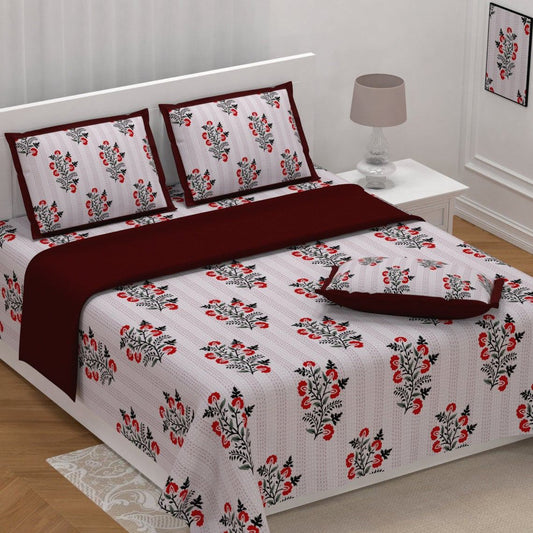 Buy Floral King Size Bedsheet Set With Pillow Covers