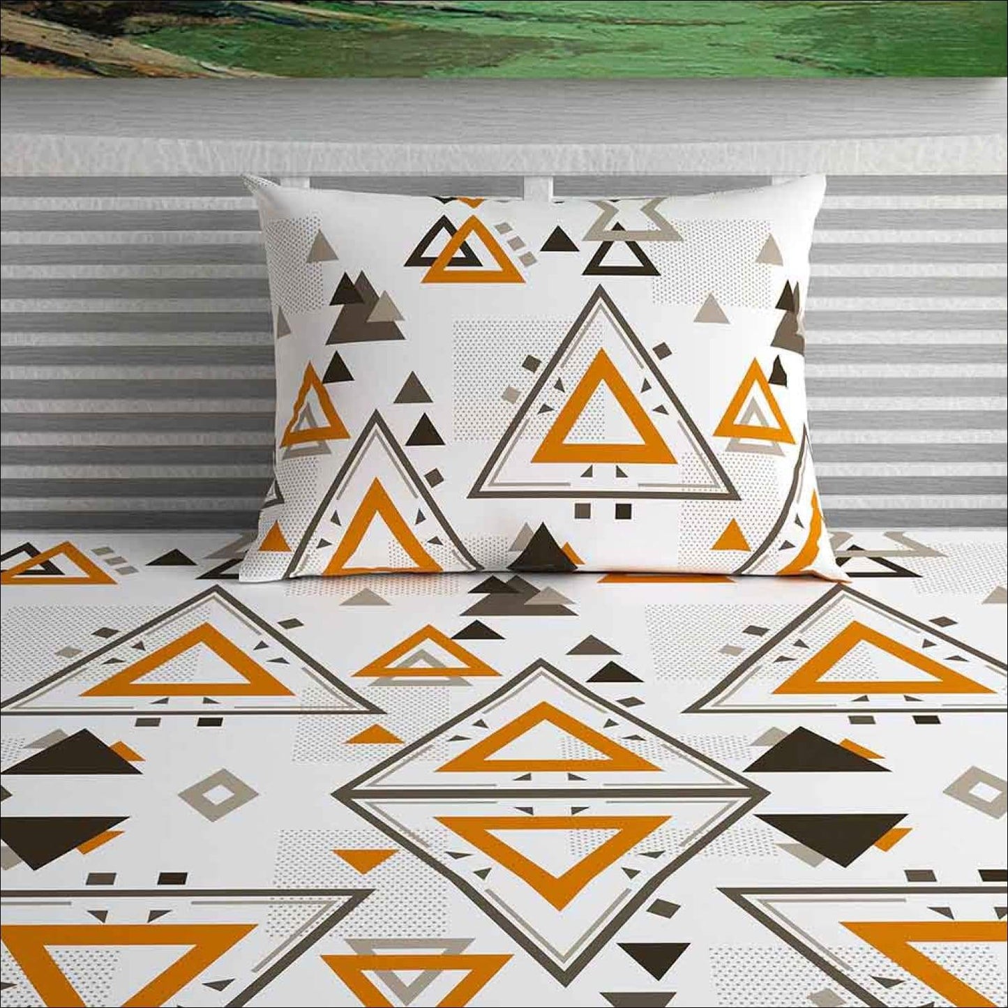 Geometric Triangle Cotton Single Bedsheet