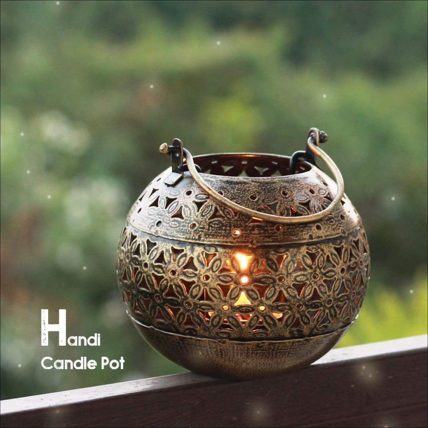 Handmade Degchi Lantern-Diya Handi Pot - A Dhoop Incense Holder (BxH : 13cm x 12cm) Set of 1