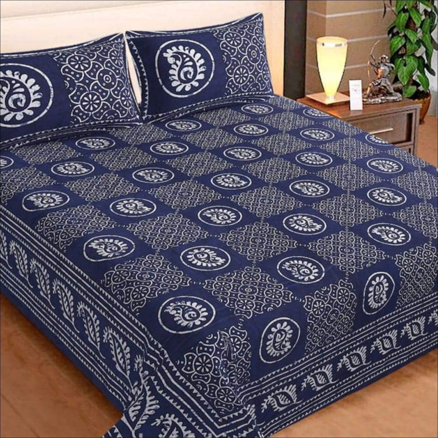 Indian Indigo Print Jaipuri bedsheet (Double bed)