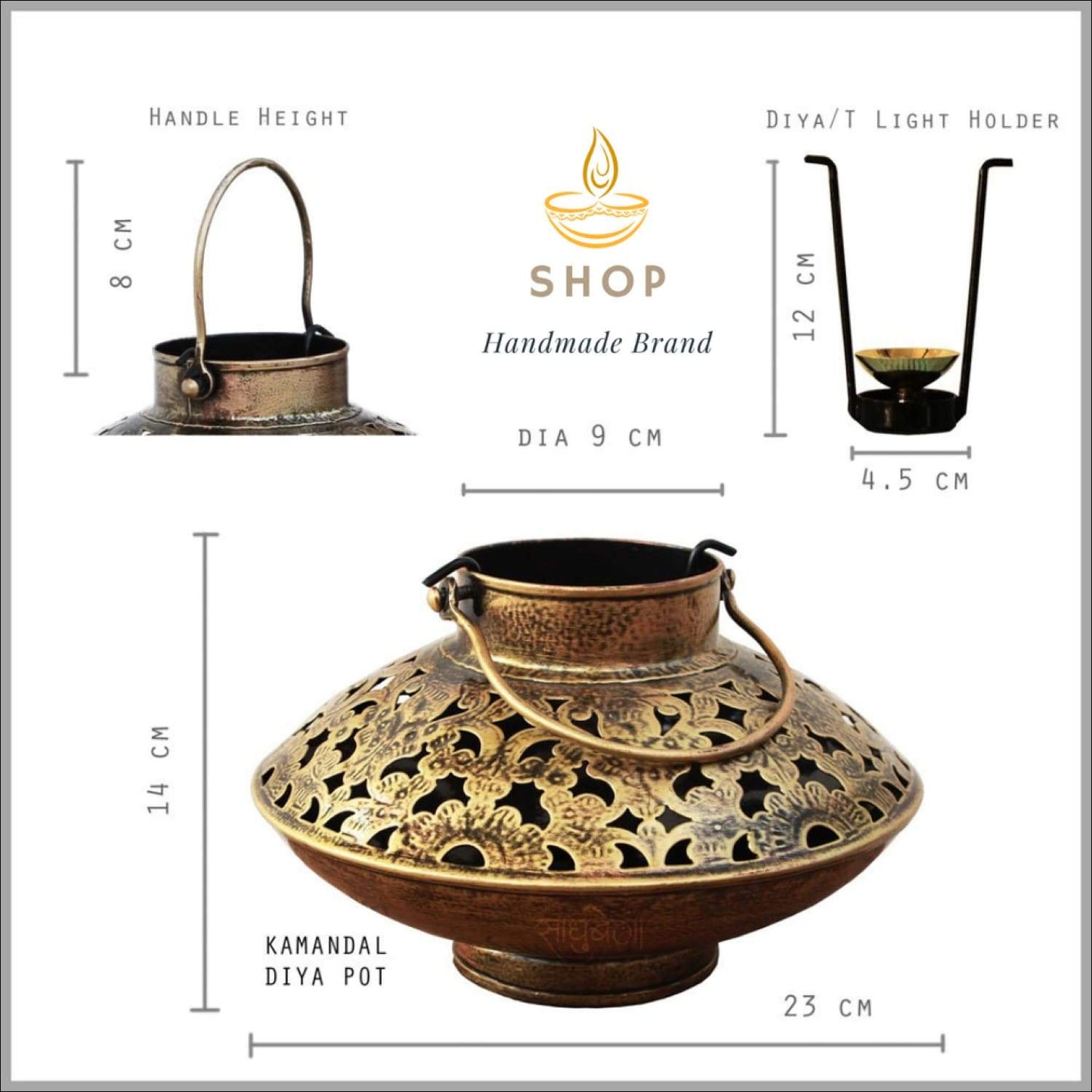 Kamandal Diya Pot - A Dhoop Incense Holder (BxH : 23cm x 14cm)