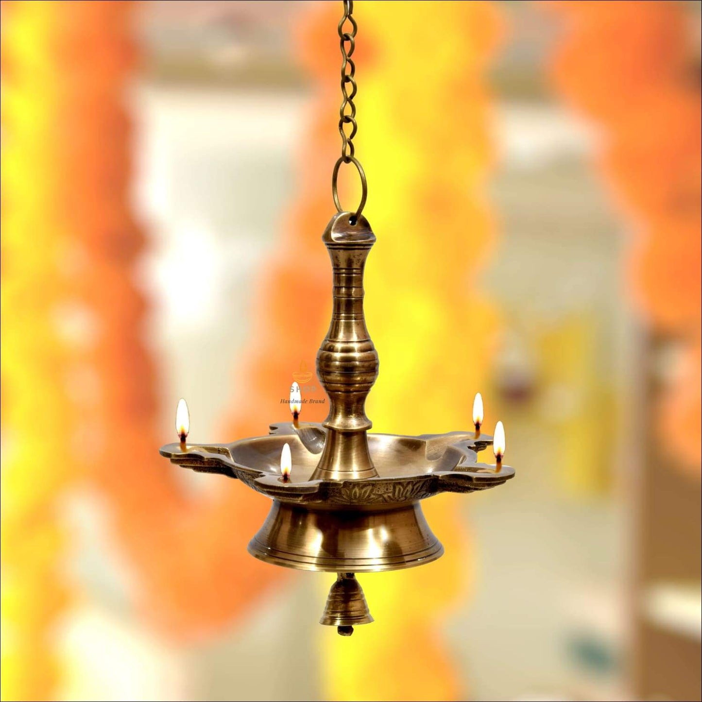 hanging brass oil lamp