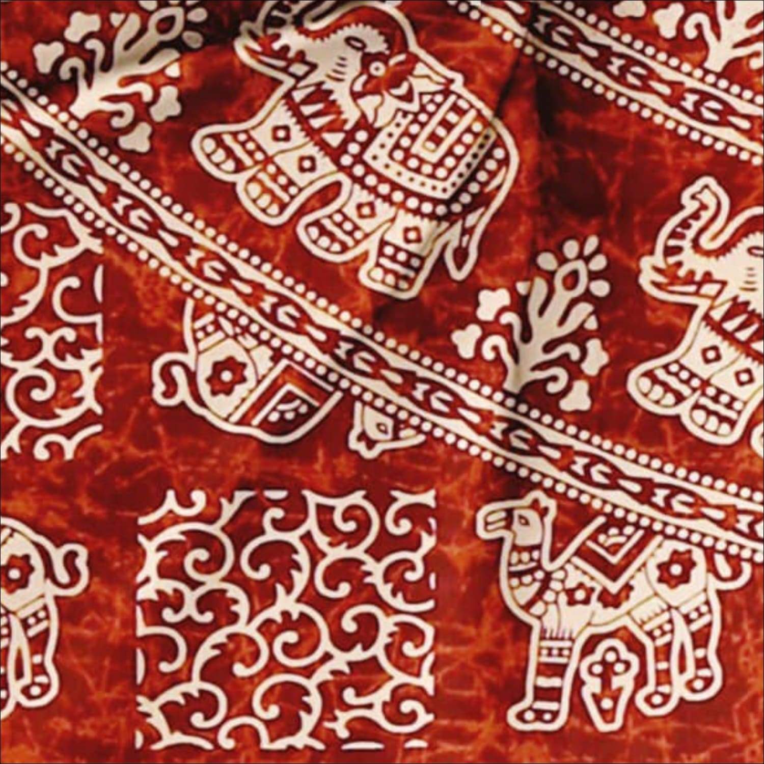 Rajasthani Elephant Cotton Jaipuri Bedsheet (Double bed)- Red