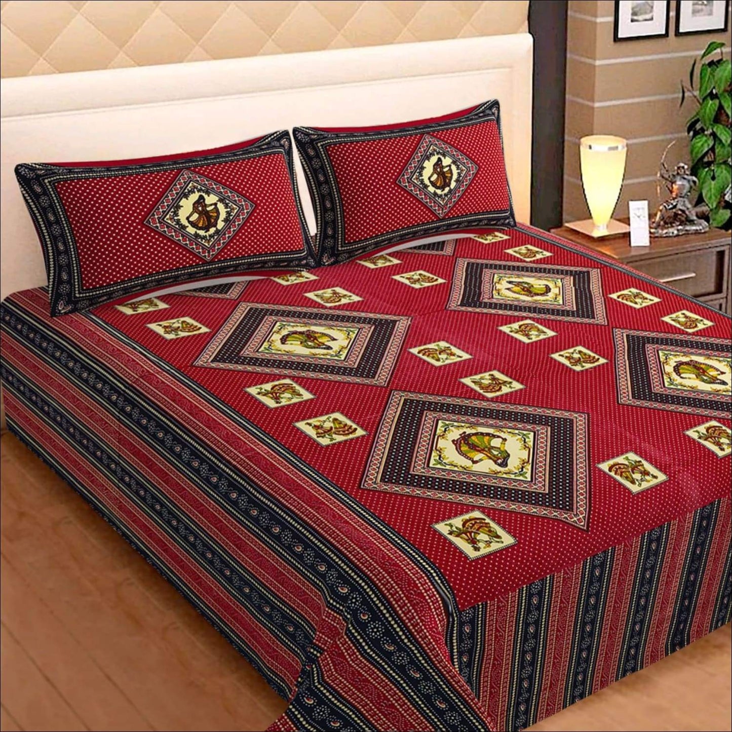 Rajasthani Print Jaipuri Bedsheet (Double bed)